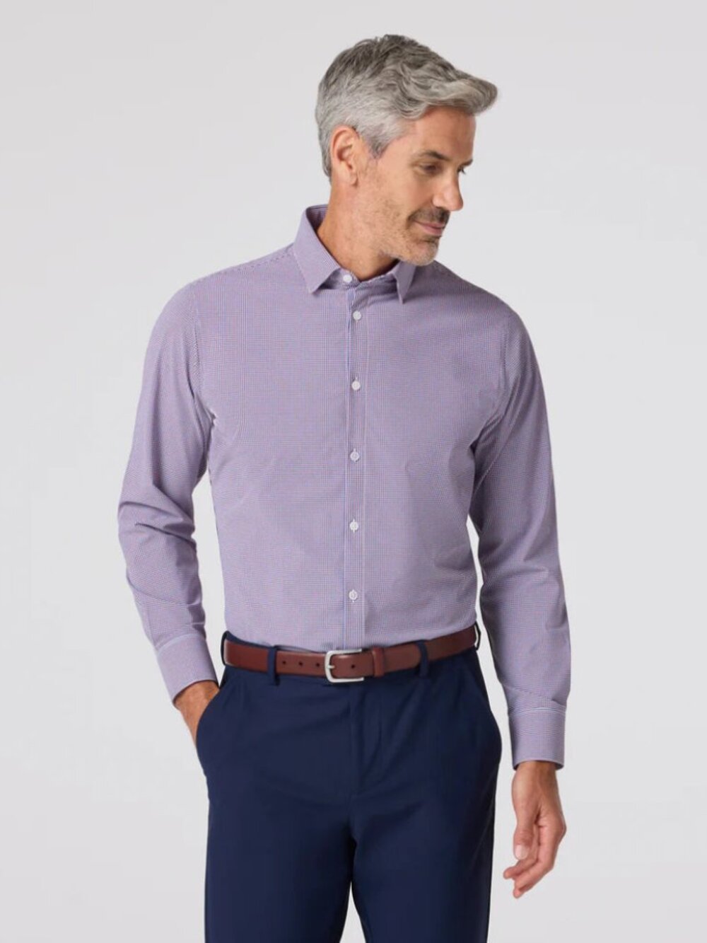 Leeward Long Sleeve Dress Shirt Classic Fit - Mulberry Sam Plaid